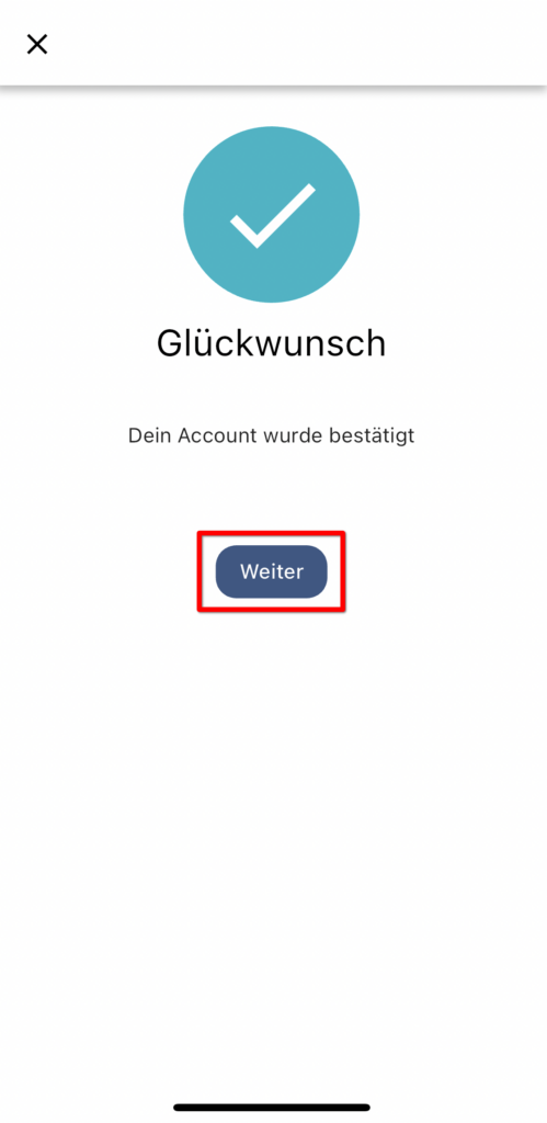 Nach erfolgreicher Registrierung zum Werkzeugverleih, betätigt man die Schaltfläche Weiter um Werkzeug leihen zu können.